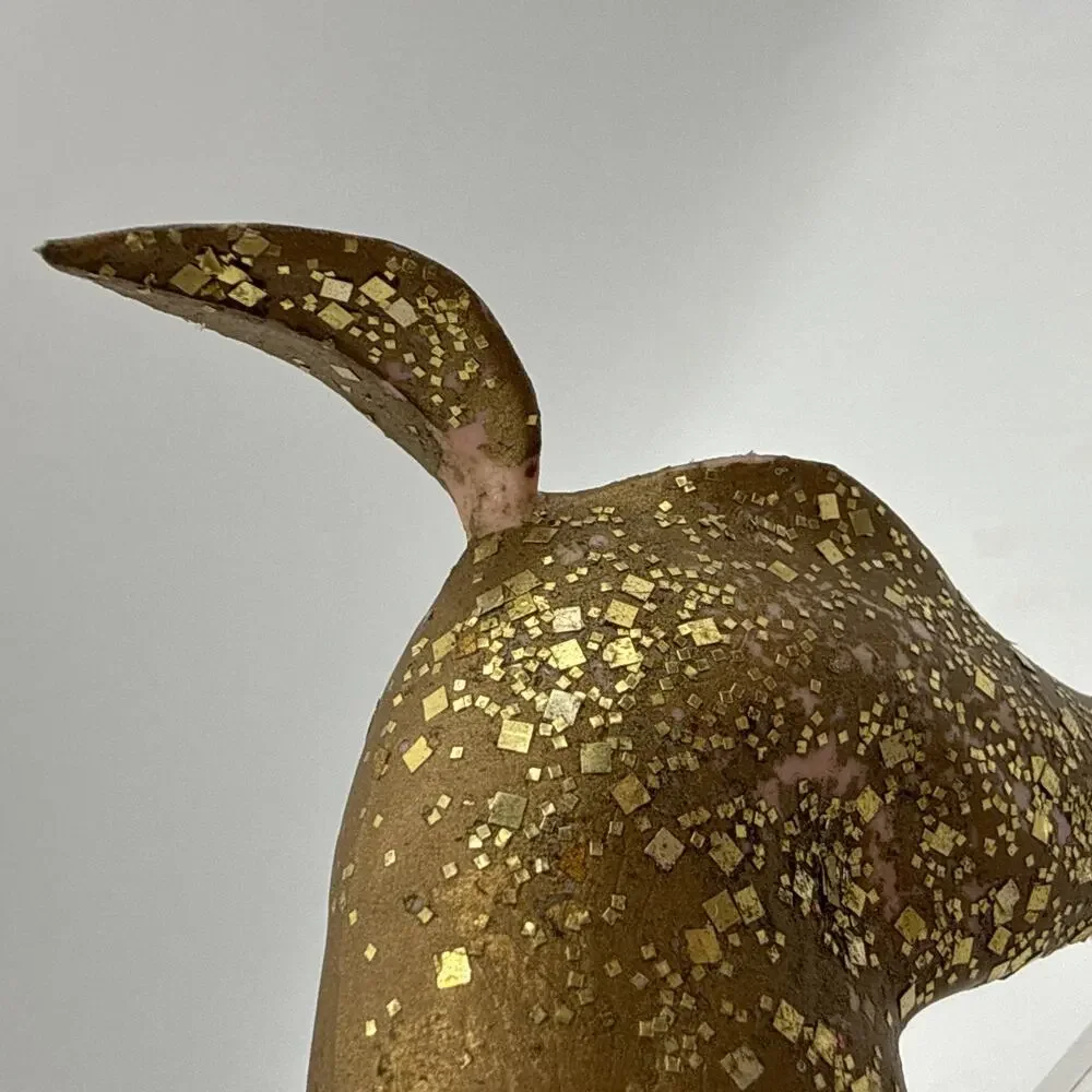 Vintage 1960s MCM Hard Plastic Gold Glitter Christmas Reindeer Deer Buck READ